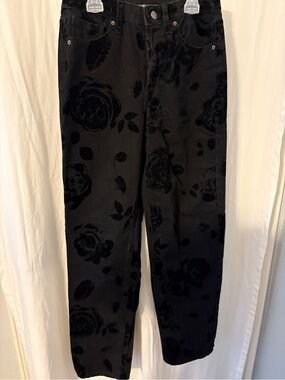wild fable Black Floral-Textured Straight Leg Jeans